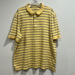 Lands End Polo Shirt Traditional Fit in Yellow and blue stripe Men’s Large